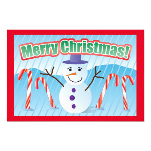 MERRY CHRISTMAS SNOWMAN  PHOTO PRINT