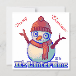 Merry Christmas Snowman pixelart Magnetic Invitation