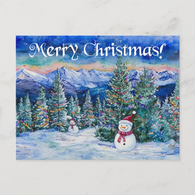 Merry Christmas Snowman - Postcard (Front)