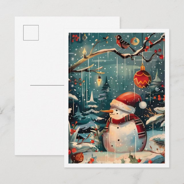 Merry Christmas Snowman Postcard (Front/Back)
