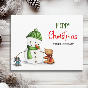 Merry Christmas Snowman Postcard