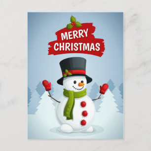 Merry Christmas Snowman Postcard