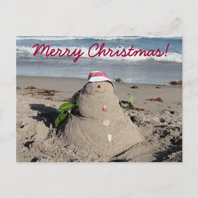 Merry Christmas! snowman / sandman Holiday Postcard (Front)