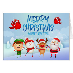 Merry Christmas Snowman Santa Claus Rudolph Elf