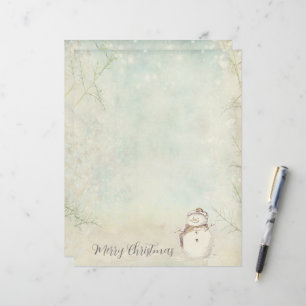 Merry Christmas Snowman Snowflakes Winter Letterhead