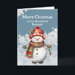 Merry Christmas Snowman Stepsister Card<br><div class="desc">A snowman's smile,  so warm and bright, 
Just like our friendship,  pure delight.
C
Merry Christmas,  my dear Stepsister
May our laughter never end.</div>