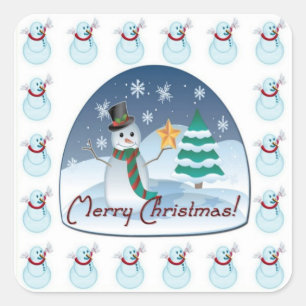 Merry Christmas Snowman Stickers