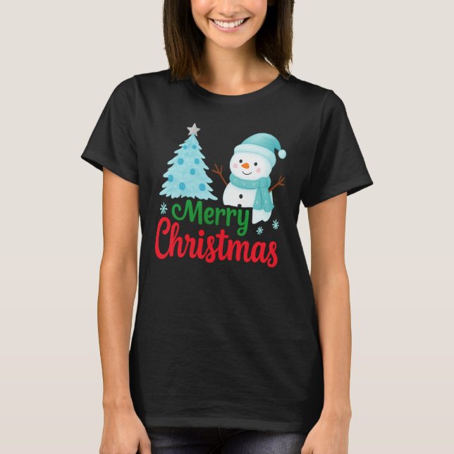 Merry Christmas Snowman T-Shirt (Front)
