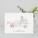 Merry Christmas Snowman Truck Overlay Real Foil Holiday Card<br><div class="desc">Merry Christmas Snowman Truck Overlay. The elegance of real foil for Merry Christmas in either silver, gold or rose gold in an elegant set script, with a snowman and Christmas tree on a white truck tinted in the background. Easily personalise with your names, also in real foil, and greeting beneath....</div>