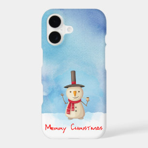Merry Christmas Snowman Waving And Smiling