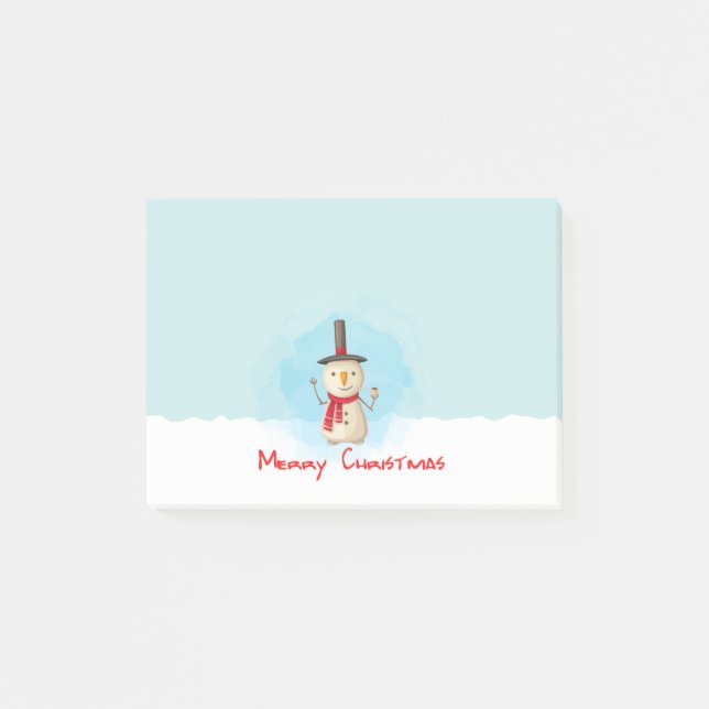Merry Christmas Snowman Waving And Smiling Post-it Notes (Front)