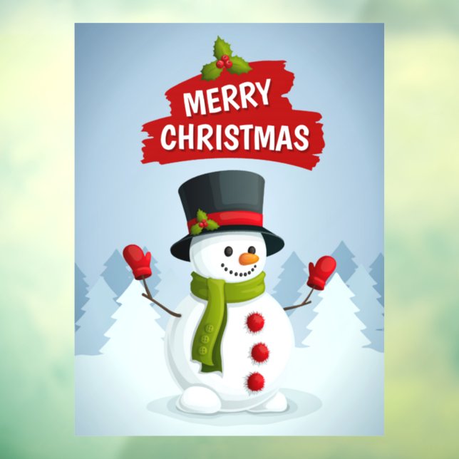 Merry Christmas Snowman Window Cling (Sheet 3)