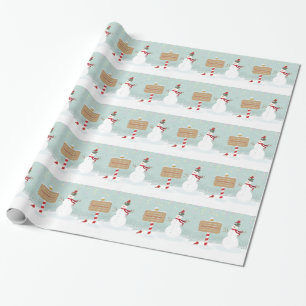 Merry Christmas Snowman Winter Scene Wrapping Paper