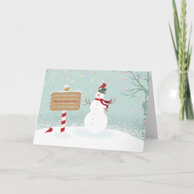 Merry Christmas Snowman Winter Scene Xmas Holiday (Front)
