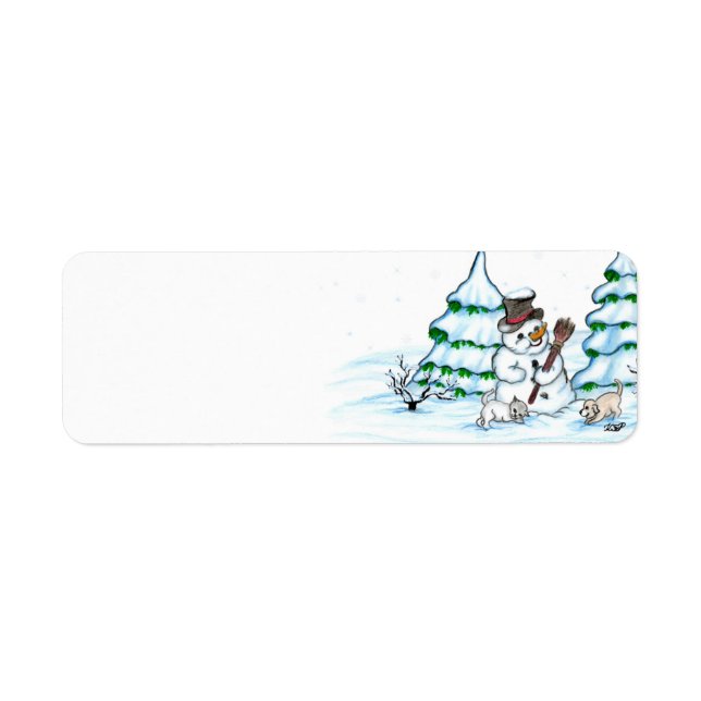 Merry Christmas! Snowman with Cat and Puppy (Front)