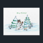 Merry Christmas! Snowman with Cat and Puppy<br><div class="desc">Merry Christmas! Snowman with Cat and Puppy - little Dog ~~~ coloured pencil drawing by Krisi ArtKSZP ~~~ Store Category >>> Merry Christmas for Kids >>> Snowman with Cat and Puppy</div>