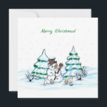 Merry Christmas! Snowman with Cat and Puppy<br><div class="desc">Merry Christmas! Snowman with Cat and Puppy - little Dog ~~~ coloured pencil drawing by Krisi ArtKSZP ~~~ Store Category >>> Merry Christmas for Kids >>> Snowman with Cat and Puppy</div>