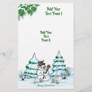 Merry Christmas! Snowman with Cat and Puppy Flyer