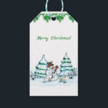 Merry Christmas! Snowman with Cat and Puppy Gift Tags<br><div class="desc">Merry Christmas! Snowman with Cat and Puppy - little Dog ~~~ coloured pencil drawing by Krisi ArtKSZP ~~~ Store Category >>> Merry Christmas for Kids >>> Snowman with Cat and Puppy</div>