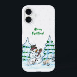 Merry Christmas! Snowman with Cat and Puppy iPhone 16 Case<br><div class="desc">Merry Christmas! Snowman with Cat and Puppy - little Dog ~~~ colored pencil drawing by Krisi ArtKSZP ~~~ Store Category >>> Merry Christmas for Kids >>> Snowman with Cat and Puppy</div>