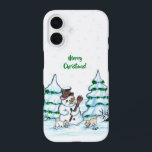 Merry Christmas! Snowman with Cat and Puppy iPhone 16 Case<br><div class="desc">Merry Christmas! Snowman with Cat and Puppy - little Dog ~~~ colored pencil drawing by Krisi ArtKSZP ~~~ Store Category >>> Merry Christmas for Kids >>> Snowman with Cat and Puppy</div>