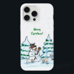 Merry Christmas! Snowman with Cat and Puppy iPhone 15 Pro Max Case<br><div class="desc">Merry Christmas! Snowman with Cat and Puppy - little Dog ~~~ coloured pencil drawing by Krisi ArtKSZP ~~~ Store Category >>> Merry Christmas for Kids >>> Snowman with Cat and Puppy</div>