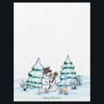 Merry Christmas! Snowman with Cat and Puppy Letterhead<br><div class="desc">Merry Christmas! Snowman with Cat and Puppy - little Dog ~~~ coloured pencil drawing by Krisi ArtKSZP ~~~ Store Category >>> Merry Christmas for Kids >>> Snowman with Cat and Puppy</div>