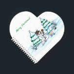 Merry Christmas! Snowman with Cat and Puppy Notebook<br><div class="desc">Merry Christmas! Snowman with Cat and Puppy - little Dog ~~~ coloured pencil drawing by Krisi ArtKSZP ~~~ Store Category >>> Merry Christmas for Kids >>> Snowman with Cat and Puppy</div>