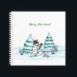 Merry Christmas! Snowman with Cat and Puppy Notebook<br><div class="desc">Merry Christmas! Snowman with Cat and Puppy - little Dog ~~~ coloured pencil drawing by Krisi ArtKSZP ~~~ Store Category >>> Merry Christmas for Kids >>> Snowman with Cat and Puppy</div>