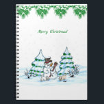 Merry Christmas! Snowman with Cat and Puppy Notebook<br><div class="desc">Merry Christmas! Snowman with Cat and Puppy - little Dog ~~~ colored pencil drawing by Krisi ArtKSZP ~~~ Store Category >>> Merry Christmas for Kids >>> Snowman with Cat and Puppy</div>