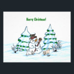 Merry Christmas! Snowman with Cat and Puppy Photo Print<br><div class="desc">Merry Christmas! Snowman with Cat and Puppy - little Dog ~~~ coloured pencil drawing by Krisi ArtKSZP ~~~ Store Category >>> Merry Christmas for Kids >>> Snowman with Cat and Puppy</div>