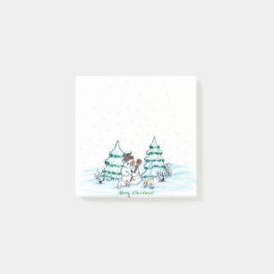Merry Christmas! Snowman with Cat and Puppy Post-it Notes
