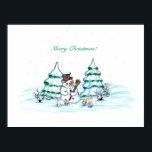 Merry Christmas! Snowman with Cat and Puppy Poster<br><div class="desc">Merry Christmas! Snowman with Cat and Puppy - little Dog ~~~ coloured pencil drawing by Krisi ArtKSZP ~~~ Store Category >>> Merry Christmas for Kids >>> Snowman with Cat and Puppy</div>
