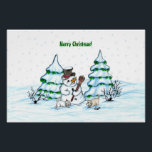 Merry Christmas! Snowman with Cat and Puppy Poster<br><div class="desc">Merry Christmas! Snowman with Cat and Puppy - little Dog ~~~ coloured pencil drawing by Krisi ArtKSZP ~~~ Store Category >>> Merry Christmas for Kids >>> Snowman with Cat and Puppy</div>