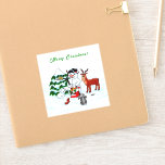 Merry Christmas! Snowman with Friends<br><div class="desc">Merry Christmas! Snowman with Friends - Baby Polar Bear,  Birds,  Moose,  Rabbit,    ~~~ coloured pencil drawing by Krisi ArtKSZP ~~~ Store Category >>> Merry Christmas for Kids >>> Snowman with Friends</div>