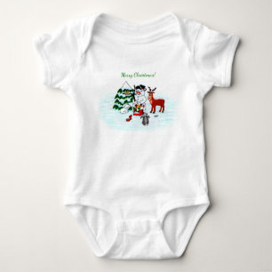 Merry Christmas! Snowman with Friends Baby Bodysuit