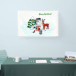 Merry Christmas! Snowman with Friends Banner<br><div class="desc">Merry Christmas! Snowman with Friends - Baby Polar Bear,  Birds,  Moose,  Rabbit,    ~~~ coloured pencil drawing by Krisi ArtKSZP ~~~ Store Category >>> Merry Christmas for Kids >>> Snowman with Friends</div>