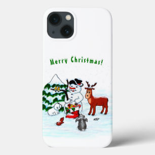Merry Christmas! Snowman with Friends iPhone 13 Case