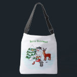 Merry Christmas! Snowman with Friends Crossbody Bag<br><div class="desc">Merry Christmas! Snowman with Friends - Baby Polar Bear, Birds, Moose, Rabbit, ~~~ coloured pencil drawing by Krisi ArtKSZP ~~~ Store Category >>> Merry Christmas for Kids >>> Snowman with Friends</div>