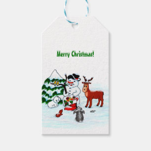 Merry Christmas! Snowman with Friends Gift Tags
