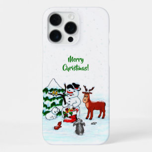 Merry Christmas! Snowman with Friends iPhone 16 Pro Max Case