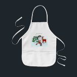 Merry Christmas! Snowman with Friends Kids Apron<br><div class="desc">Merry Christmas! Snowman with Friends - Baby Polar Bear, Birds, Moose, Rabbit, ~~~ coloured pencil drawing by Krisi ArtKSZP ~~~ Store Category >>> Merry Christmas for Kids >>> Snowman with Friends</div>