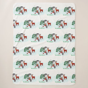 Merry Christmas! Snowman with Friends Sherpa Blanket