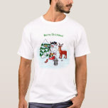 Merry Christmas! Snowman with Friends T-Shirt<br><div class="desc">Merry Christmas! Snowman with Friends - Baby Polar Bear,  Birds,  Moose,  Rabbit,    ~~~ coloured pencil drawing by Krisi ArtKSZP ~~~ Store Category >>> Merry Christmas for Kids >>> Snowman with Friends</div>