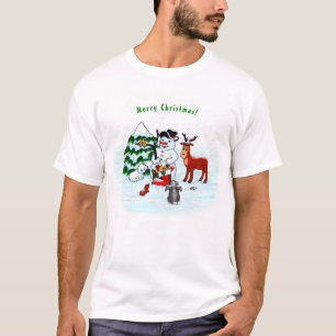Merry Christmas! Snowman with Friends T-Shirt