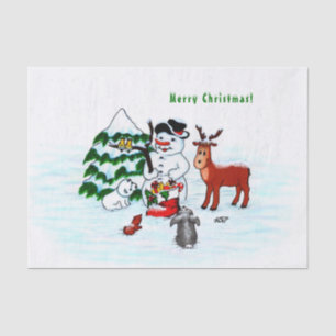 Merry Christmas! Snowman with Friends Tissue Paper