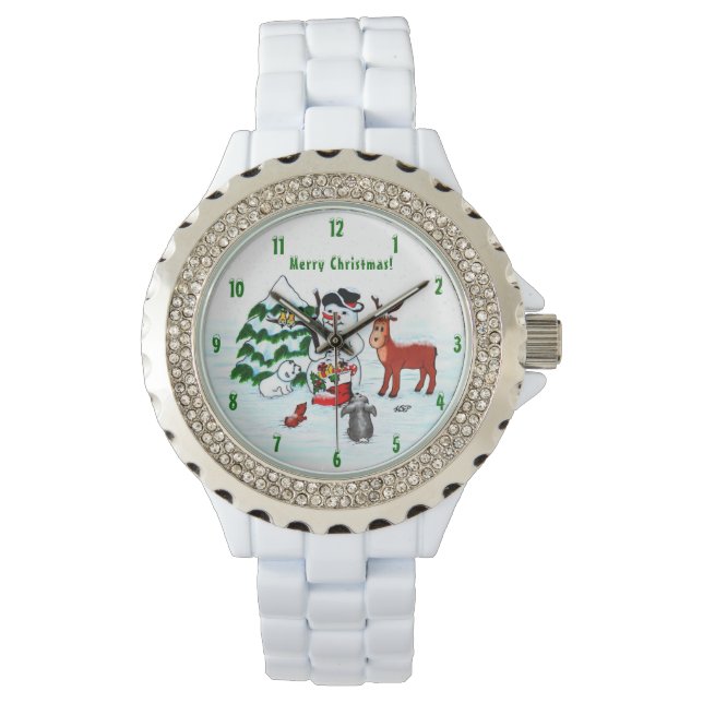 Merry Christmas! Snowman with Friends Watch (Front)