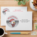 Merry Christmas, snowman with knitted clothes Envelope<br><div class="desc">A beautiful little snowman wearing white and red knitted clothes on a shining grey circle paper . 
Perfect to wish merry Christmas to your loved ones.
Recipient and sender address to customize.</div>