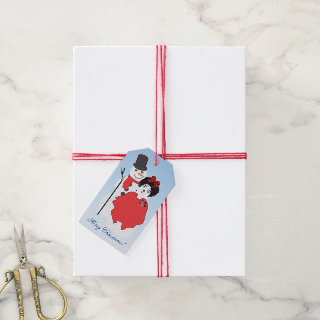 Merry Christmas! Snowman & Woman Gift Tags (With Twine)