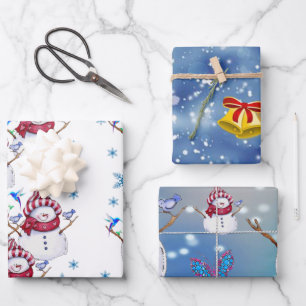 Merry Christmas Snowman Wrapping Paper Sheets